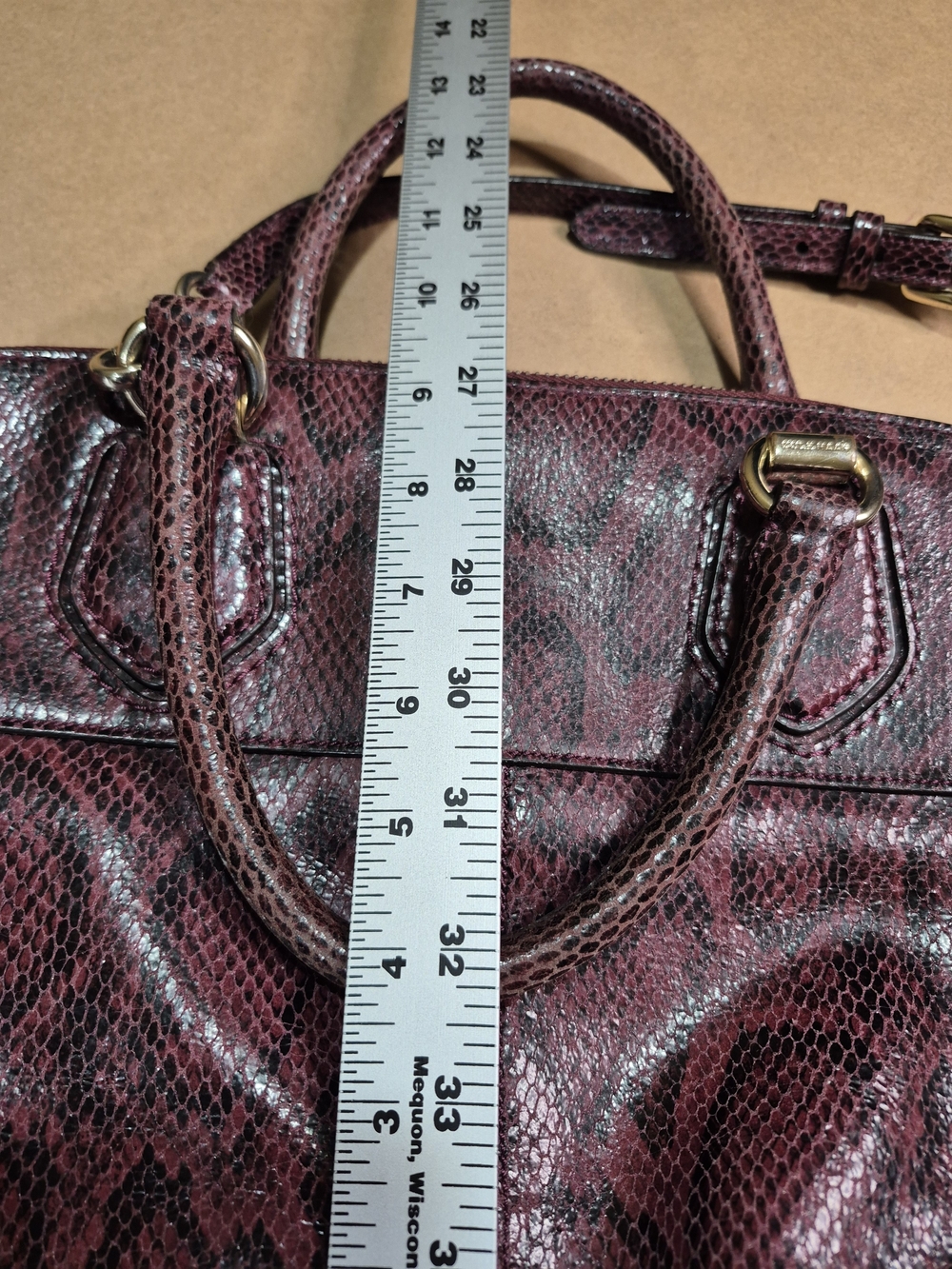 Cole Haan Raspberry Snake-Print Purse - Picture 13 of 13